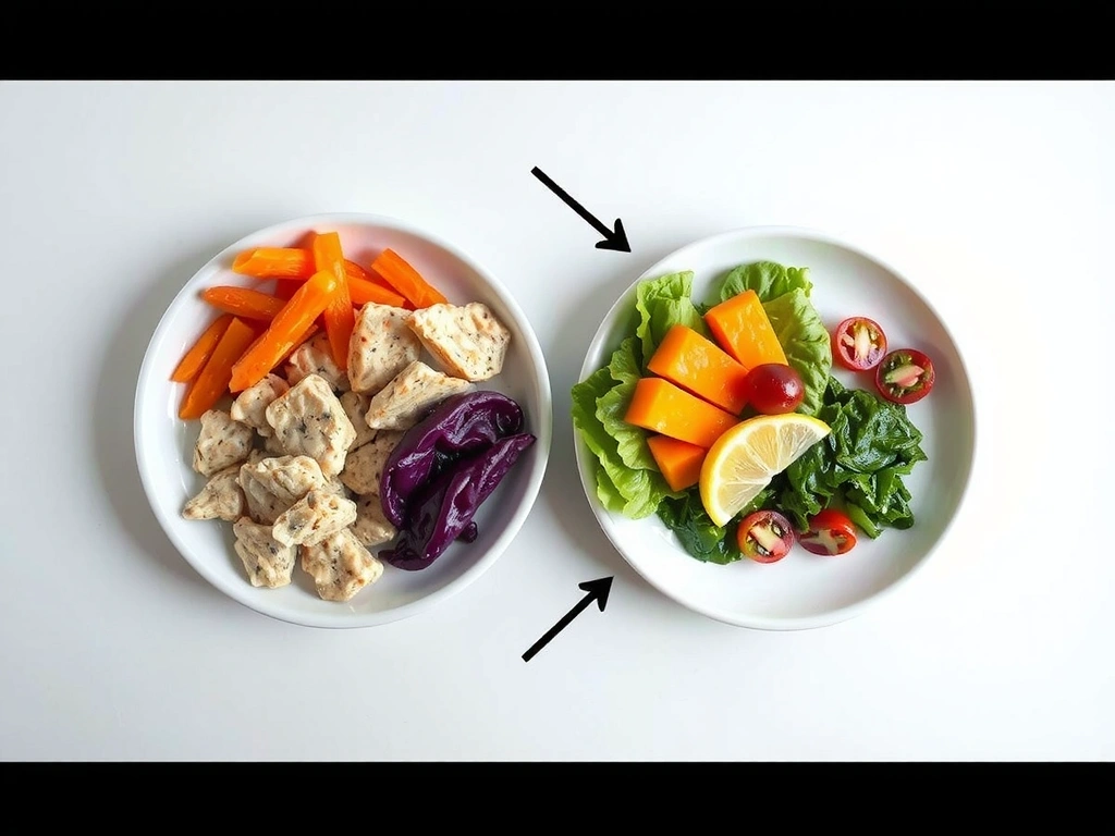 Srovnání vyváženého a nevyváženého talíře